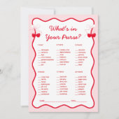 Cherry Bridal Shower What's in Your Purse Game Kaart (Voorkant)