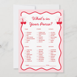 Cherry Bridal Shower What's in Your Purse Game Kaart
