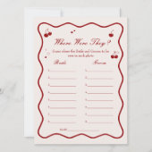 Cherry Bridal Shower Where Were They Game Card Kaart (Voorkant)