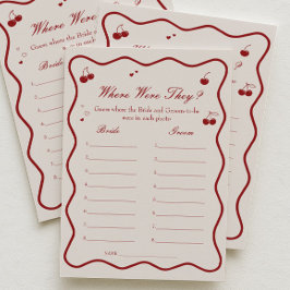 Cherry Bridal Shower Where Were They Game Card Kaart