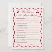 Cherry Bridal Shower Who Knows Bride Best Card Kaart (Voorkant)