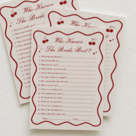 Cherry Bridal Shower Who Knows Bride Best Card Kaart
