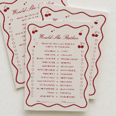 Cherry Bridal Shower Would She Rather Game Card Kaart