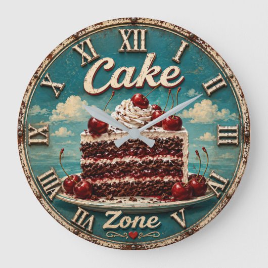 Cherry Cake Baking Gift Dessert Kitchen Decor Grote Klok (Voorkant)