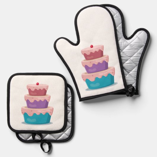 Cherry Cake Ovenwant & Pannenlap Set (Voorkant / Achterkant)