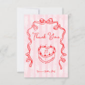 Cherry cake roze coquette boog verjaardagsfeestje bedankkaart (Voorkant)