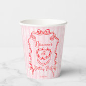 Cherry cake roze coquette boog verjaardagsfeestje papieren bekers (Achterkant)