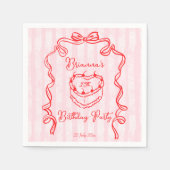 Cherry cake roze coquette boog verjaardagsfeestje servet (Voorkant)