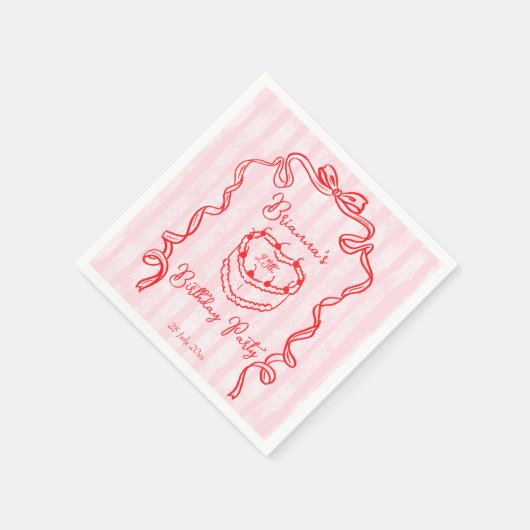 Cherry cake roze coquette boog verjaardagsfeestje servet (Hoek)