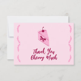 Cherry Cake Roze Plissé Bruiloftsontvangst Bedankkaart