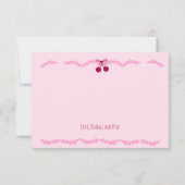 Cherry Cake Roze Ruffle Bruiloftsborrel Bedankkaart (Achterkant)