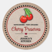 Cherry Canning Jar Kraft Paper Style Label (Voorkant)