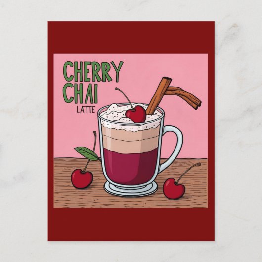 Cherry Chai Latte Briefkaart (Voorkant)