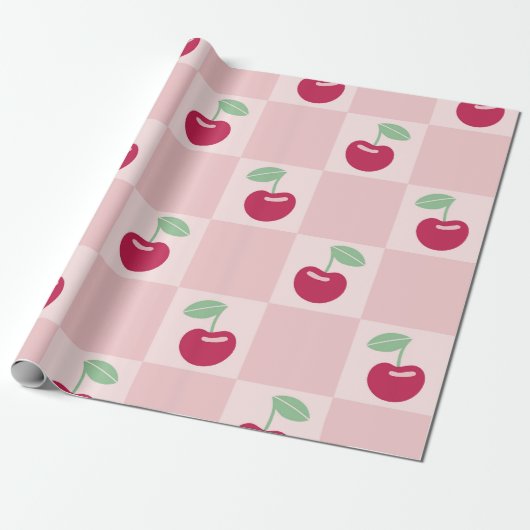 Cherry Checkerboard Delight Cadeaupapier (Uitgerold)