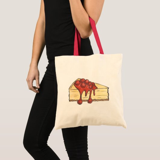 Cherry Cheesecake Cake Slice w. Cherries Canvas ta Tote Bag (Voorkant (product))
