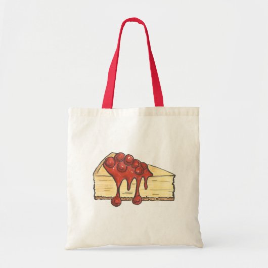 Cherry Cheesecake Cake Slice w. Cherries Canvas ta Tote Bag (Voorkant)