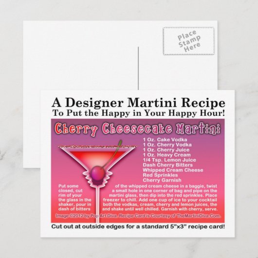 Cherry Cheesecake Martini Recipe Briefkaart (Voorkant / Achterkant)