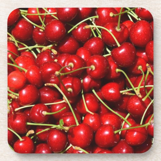 Cherry Cherries Red Bier Onderzetter (Voorkant)