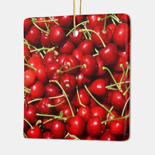 Cherry Cherries Red Keramisch Ornament (Links)