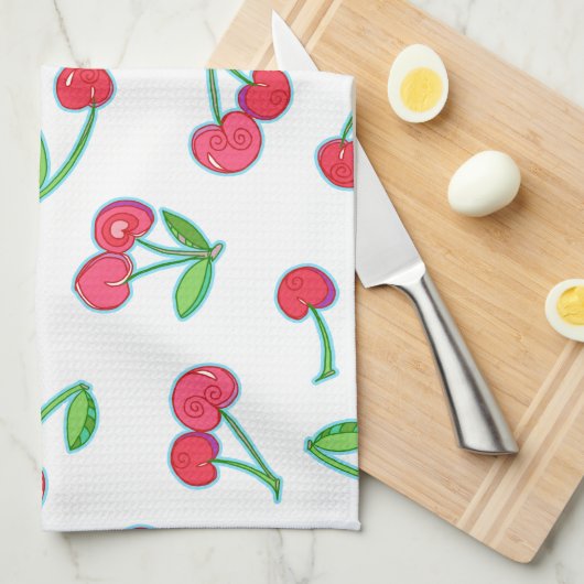 Cherry Cherry Kitchen Towel 16 x 24 inch Theedoek (Quarter Fold)