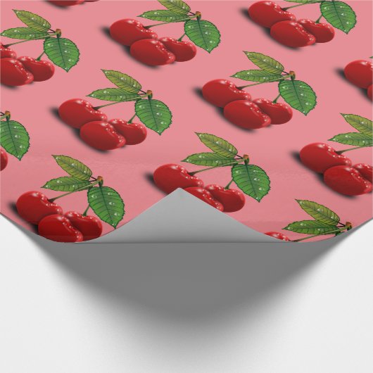 Cherry Cherry Print Retro  Gift Wrapping Cadeaupapier (Hoek)