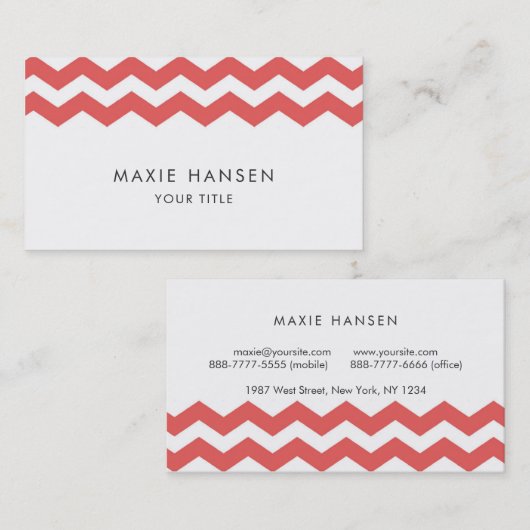 Cherry Chevron Pattern Modern Visitekaartje (Voorkant / Achterkant)