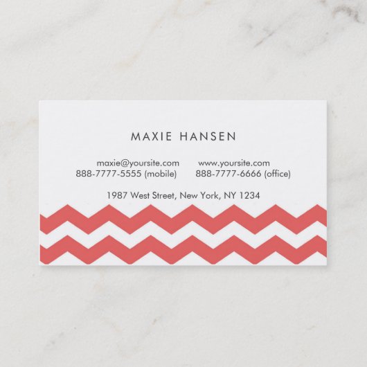 Cherry Chevron Pattern Modern Visitekaartje (Achterkant)