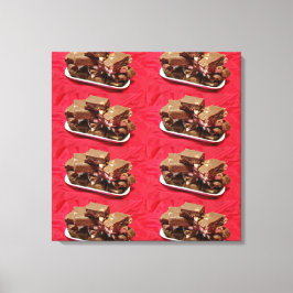 Cherry Chocolate Marshmallow Fudge Op Een Bord Canvas Afdruk