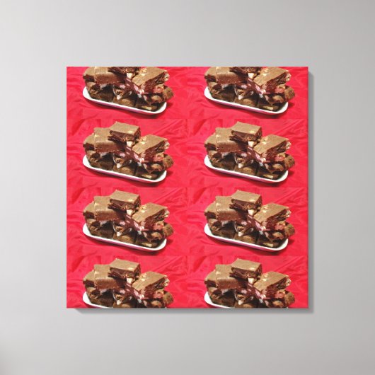 Cherry Chocolate Marshmallow Fudge Op Een Bord Canvas Afdruk (Voorkant)