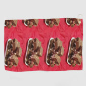 Cherry Chocolate Marshmallow Fudge op een bord Golfhanddoek (Horizontaal)