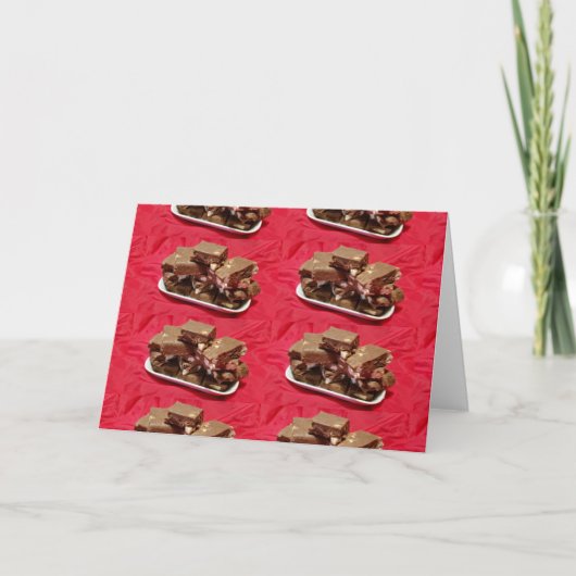 Cherry Chocolate Marshmallow Fudge Op Een Bord Kaart (Voorkant)
