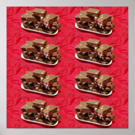 Cherry Chocolate Marshmallow Fudge Op Een Bord Poster