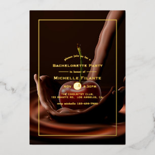 Cherry Chocolate Splash Bachelorette Party Folie i Folie Uitnodiging