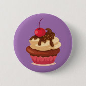 Cherry Chocolate Top Cupcake Button Badge (Voorkant)