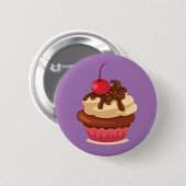 Cherry Chocolate Top Cupcake Button Badge (Voorkant /achterkant)