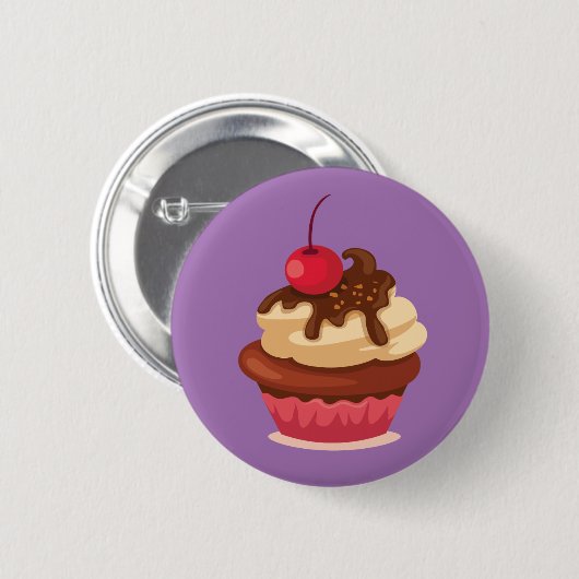 Cherry Chocolate Top Cupcake Button Badge (Voorkant /achterkant)