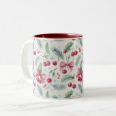 Cherry Christmas Tweekleurige Koffiemok (Voorkant links)