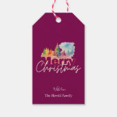 Cherry Christmas Winter Wonderland Waterverf Cadeaulabel (Voorkant)