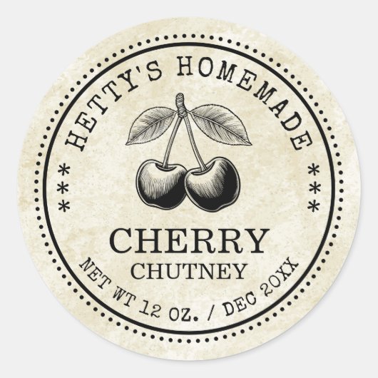 Cherry chutney pot label voor uw zelfgemaakte rece (Voorkant)