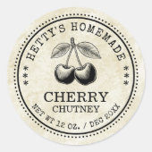 Cherry-chutney potlabel voor je zelfgemaakte recep ronde sticker (Voorkant)