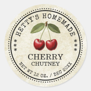 Cherry chutney sticker voor uw zelfgemaakte recept