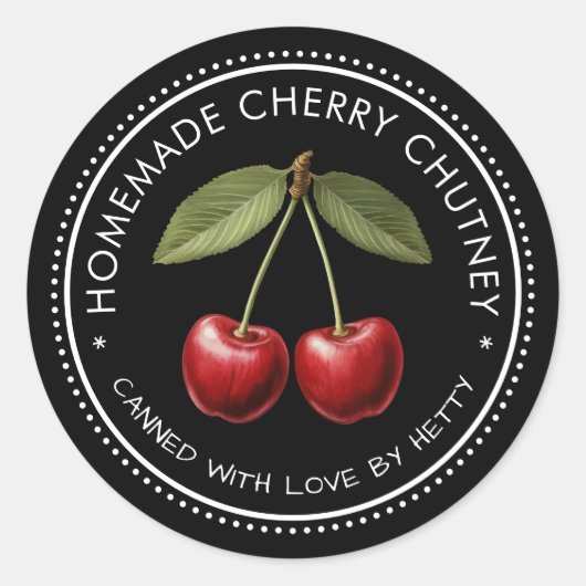 Cherry chutney sticker voor uw zelfgemaakte recept (Voorkant)