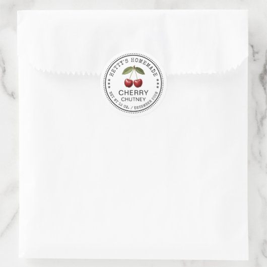 Cherry chutney sticker voor zelfgemaakte recepten (Tas)