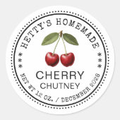 Cherry chutney sticker voor zelfgemaakte recepten (Voorkant)