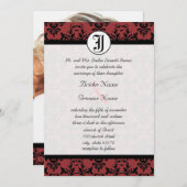 Cherry Cobbler Damask Photo Wedding Invites Kaart (Voorkant / Achterkant)