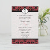 Cherry Cobbler Damask Photo Wedding Invites Kaart (Staand voorkant)
