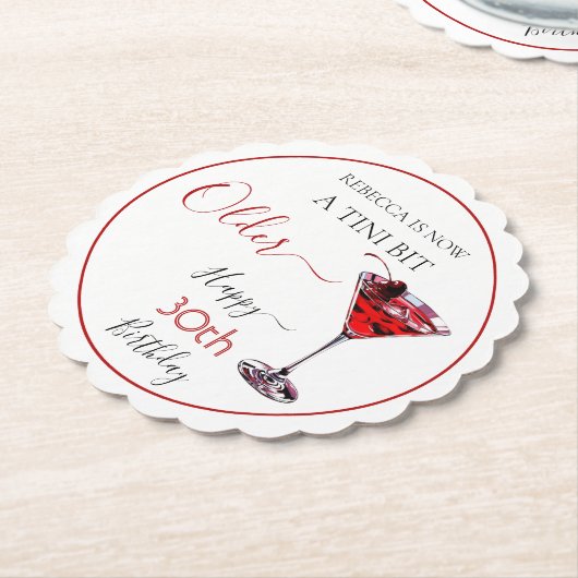 Cherry cocktail A tini bit Older Birthday Kartonnen Onderzetters (Gekanteld)