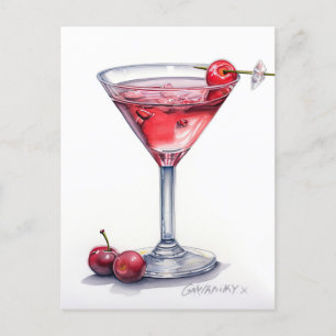 Cherry Cocktail Art Briefkaart