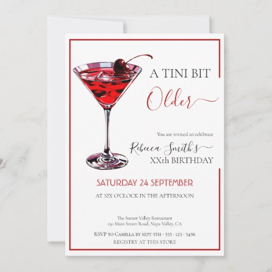 Cherry cocktail Een tini beetje ouder, elke leefti Kaart (Voorkant)