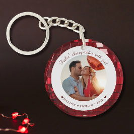 Cherry Coded Custom Valentijnsdag Foto Hart Sleutelhanger